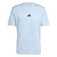 Adidas Homme Essentials Small Logo Single Jersey Tee, Glow Blue/Black