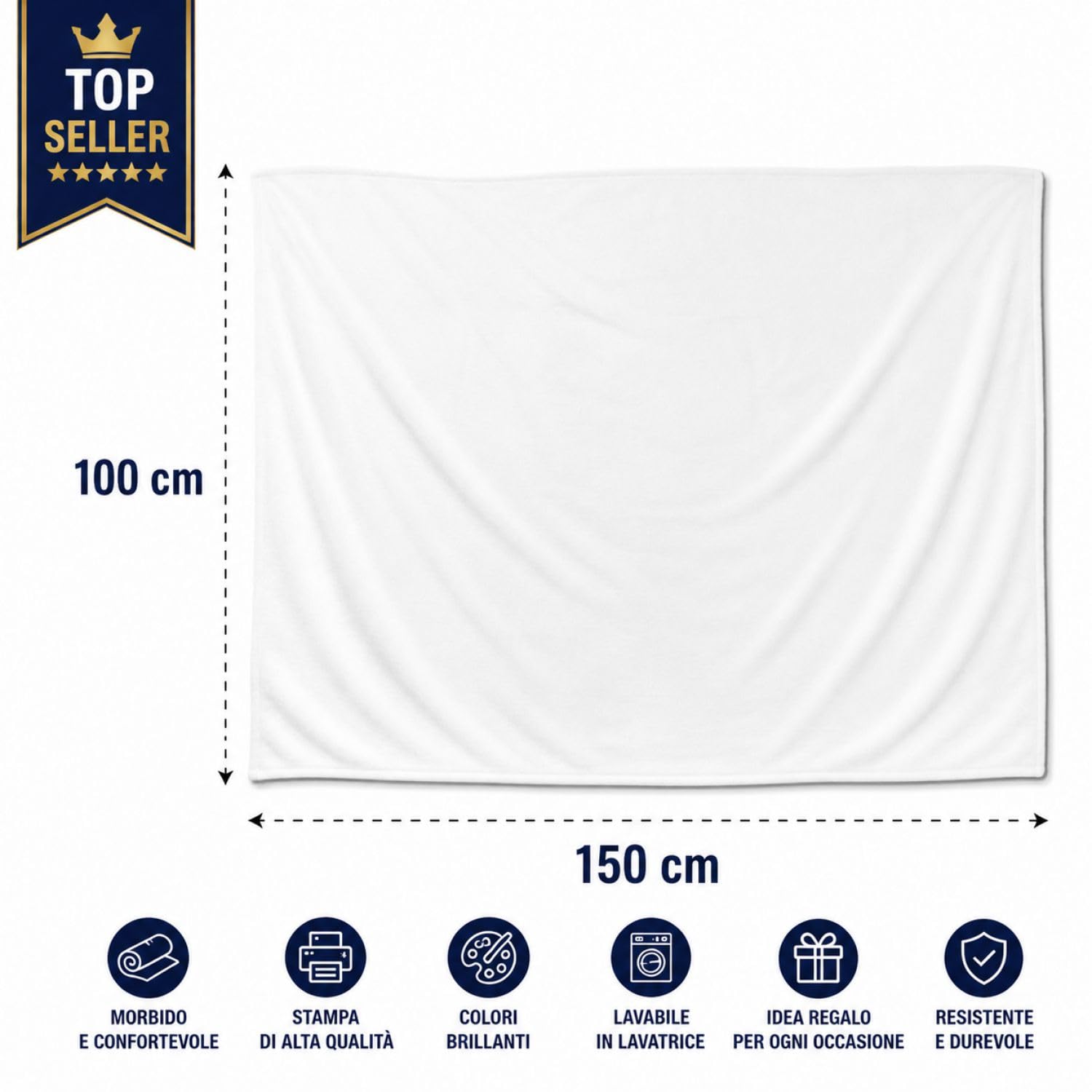 VENEZIANO Gruppo coperta personalizzata - plaid in pile personalizzato con foto, testi o loghi - ideale per regalo di ogni occasione - 100% made in italy