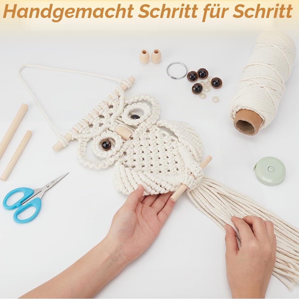 FREEBLOSS Makramee Eulen Set Für Anfänger Makramee Eule Wandbehang Gobelin Set Kreative DIY Makramee Eule Boho Makramee Wandbehang DIY Makramee Set Mit Video Tutorial