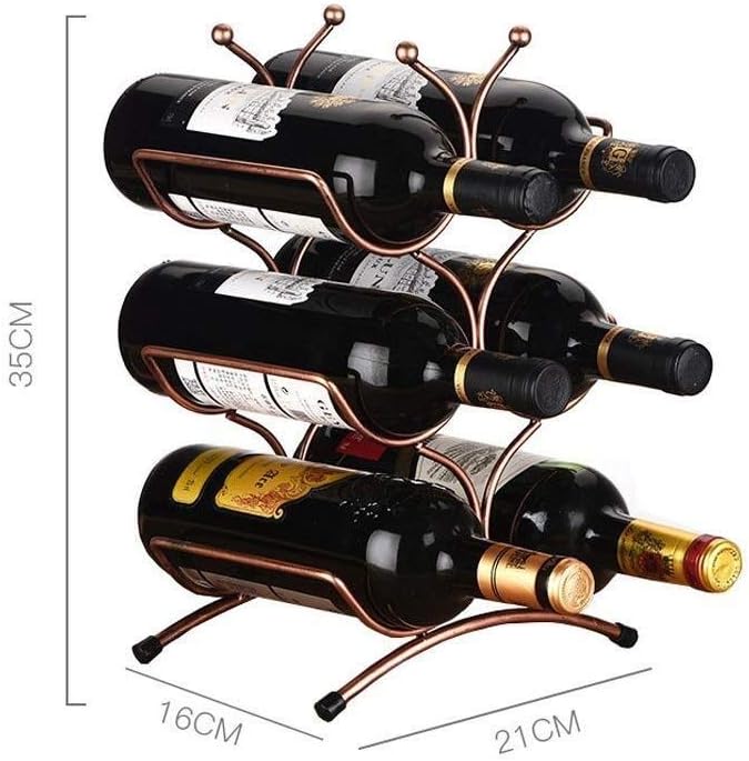 Wine Rack 3-Layer Stackable Wine Rack - Classic Wine Rack - Suitable for Bars Cabinets Pantry Etc. - 6 Bottles Metal