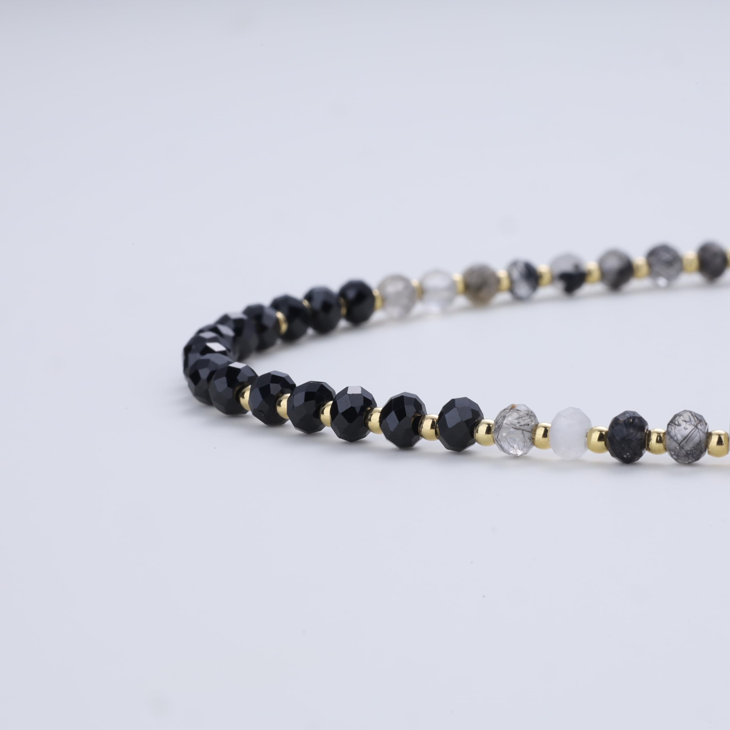 COAI Tobillera de Mujer con Piedras Preciosas Facetadas Cromoterapia, Tobillera de Colores con Piedras Naturales y Cierre Ajustable - Piedras Azules, Piedras Rojas, Piedras Negras y Piedras Verdes