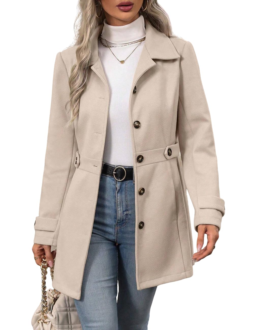 IDEALSANXUN Womens Wool Peacoat Trench Coat Dressy Blazer Fall Jackets Winter Clothing