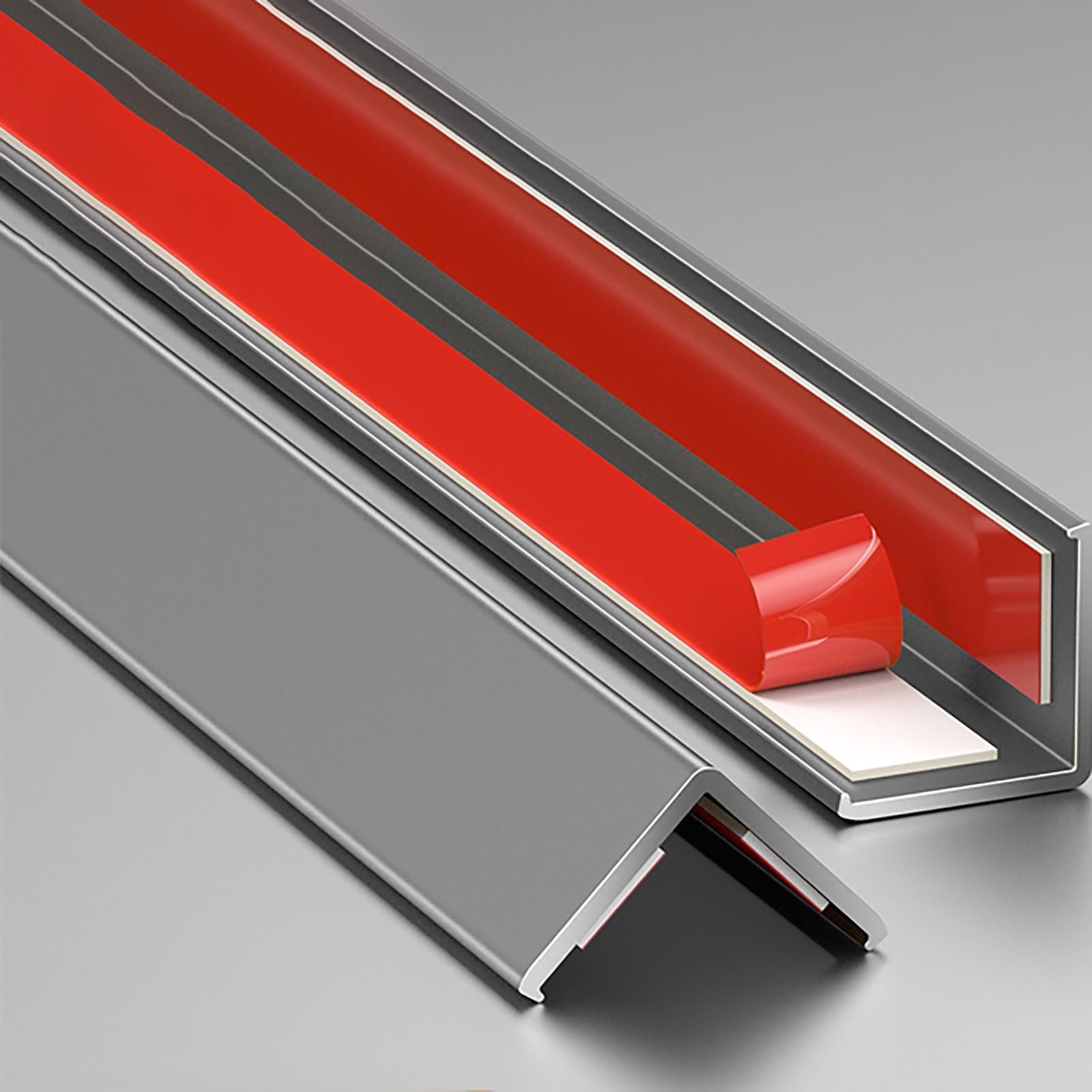 übergangsprofil Treppenkantenprofil aus Aluminium für Schlafzimmertreppen, Selbstklebender Kantenschutz für Wandecken, L-förmiger Türkantenschutz(Gray)