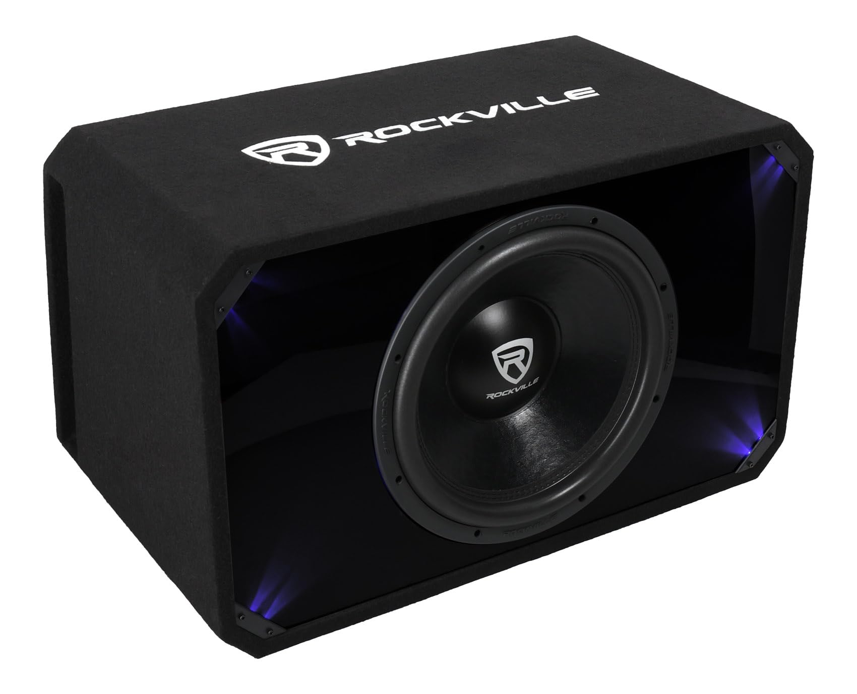 Rockville SV15K6D1 15in 4000W K6 Car Subwoofer, 1-Ohm | Plexi Enclosure in Vented MDF Box, Selectable Blue/White LED