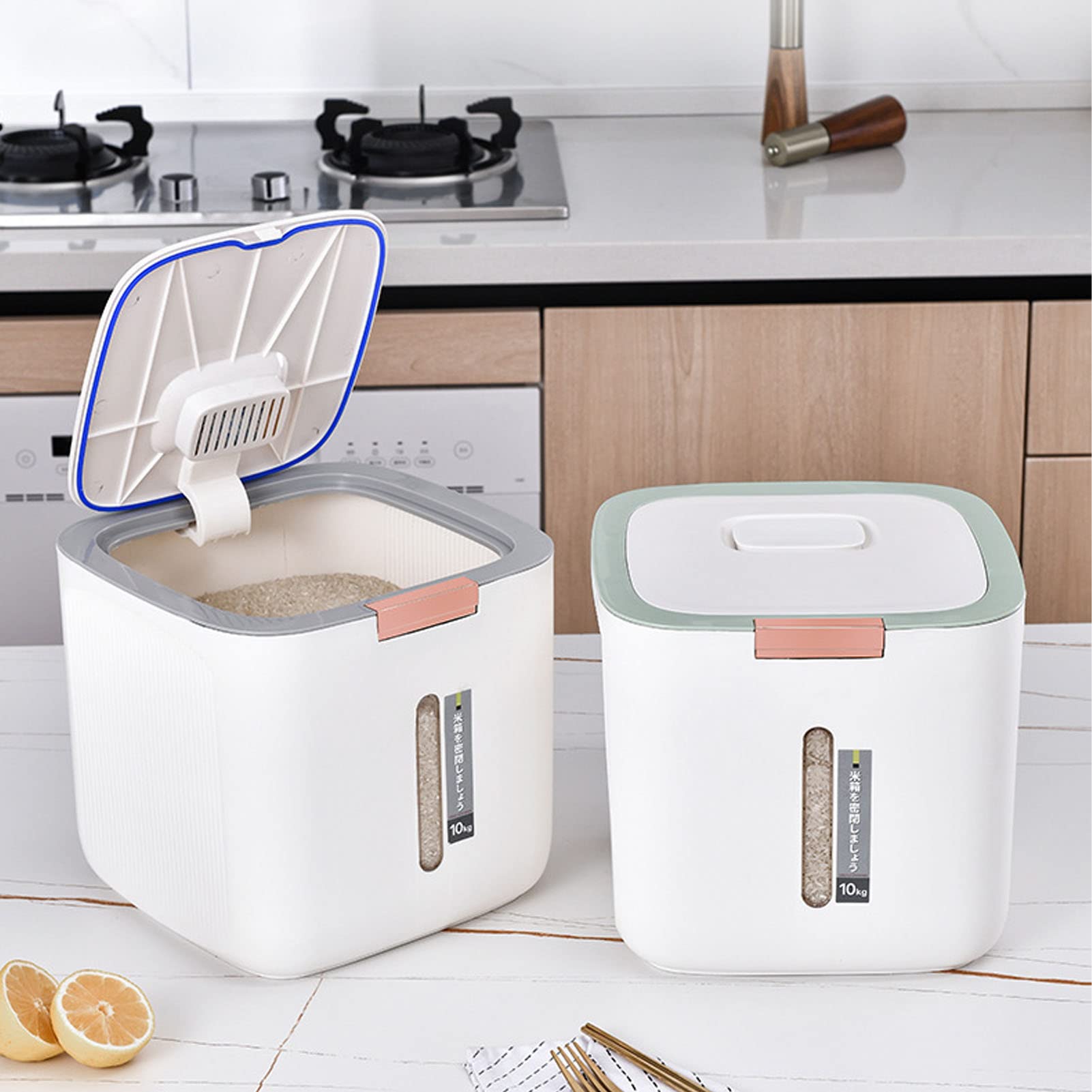 Container Croquette, Boite Hermetique Alimentaire, 10 Kg Récipient à Riz à Céréales scellé Polyvalent Boite Hermetique Boite Rangement Cuisine Conservation Farine, Sucre, Pates, Riz