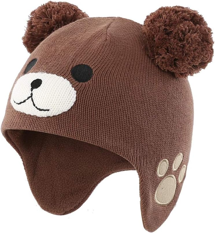 LLmoway Baby Infant Toddler Fleece Lined Knit Hat Kids Winter Earflap Pom Beanie LLmoway Baby Infant Toddler Fleece Lined Knit Hat Kids Winter Earflap Pom Beanie