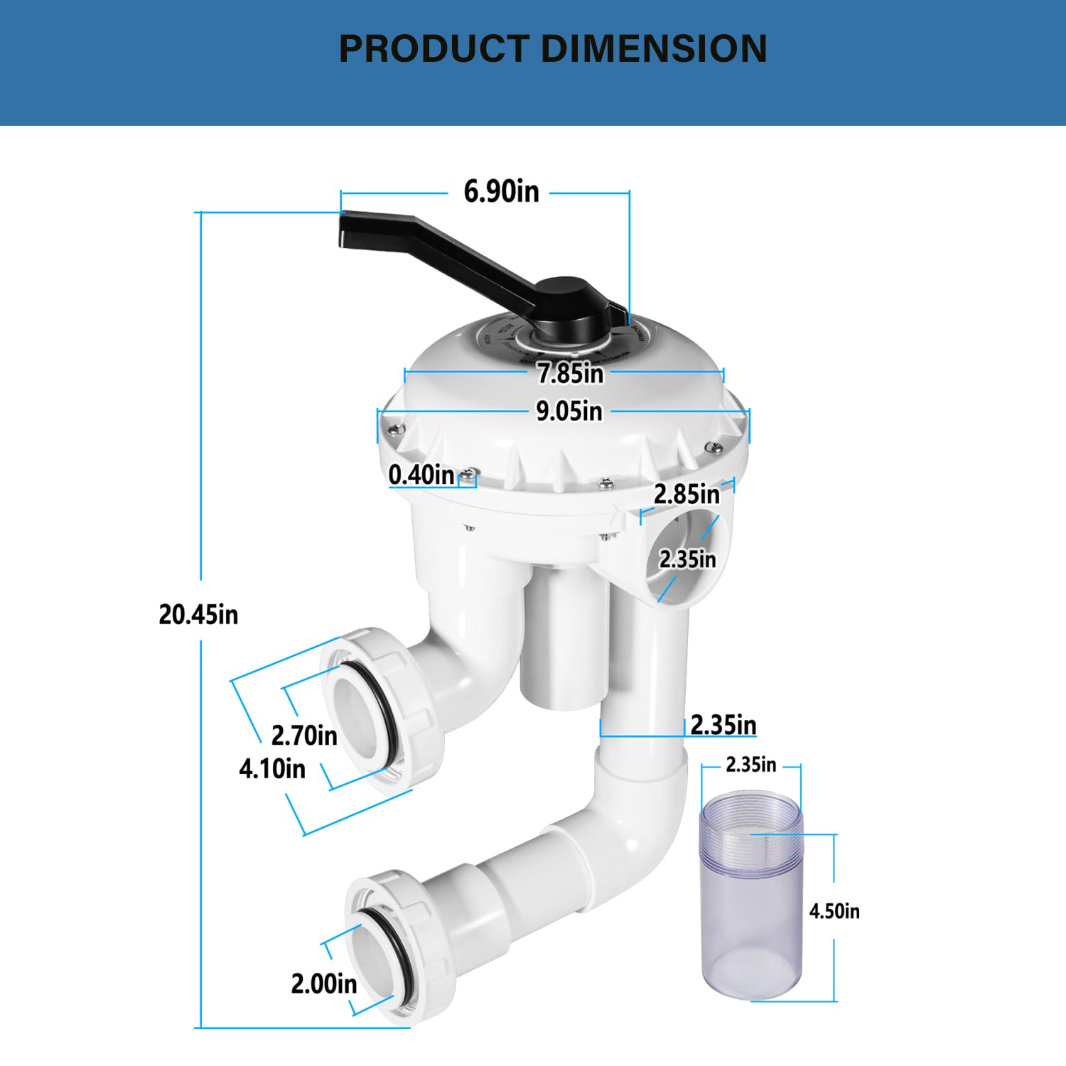 Pieza de repuesto para válvula HiFlow 261050 de 2 pulgadas con repuesto de fontanería para piscina/spa D.E. y filtro de arena