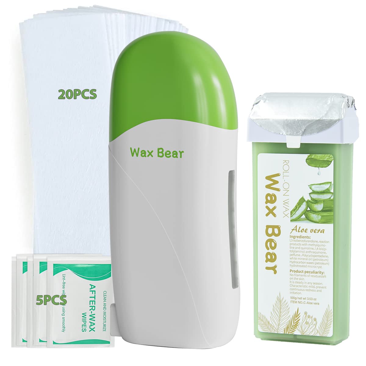 Roll on Wax Kit, Wax Bear Wax Roller Kit for Hair Removal