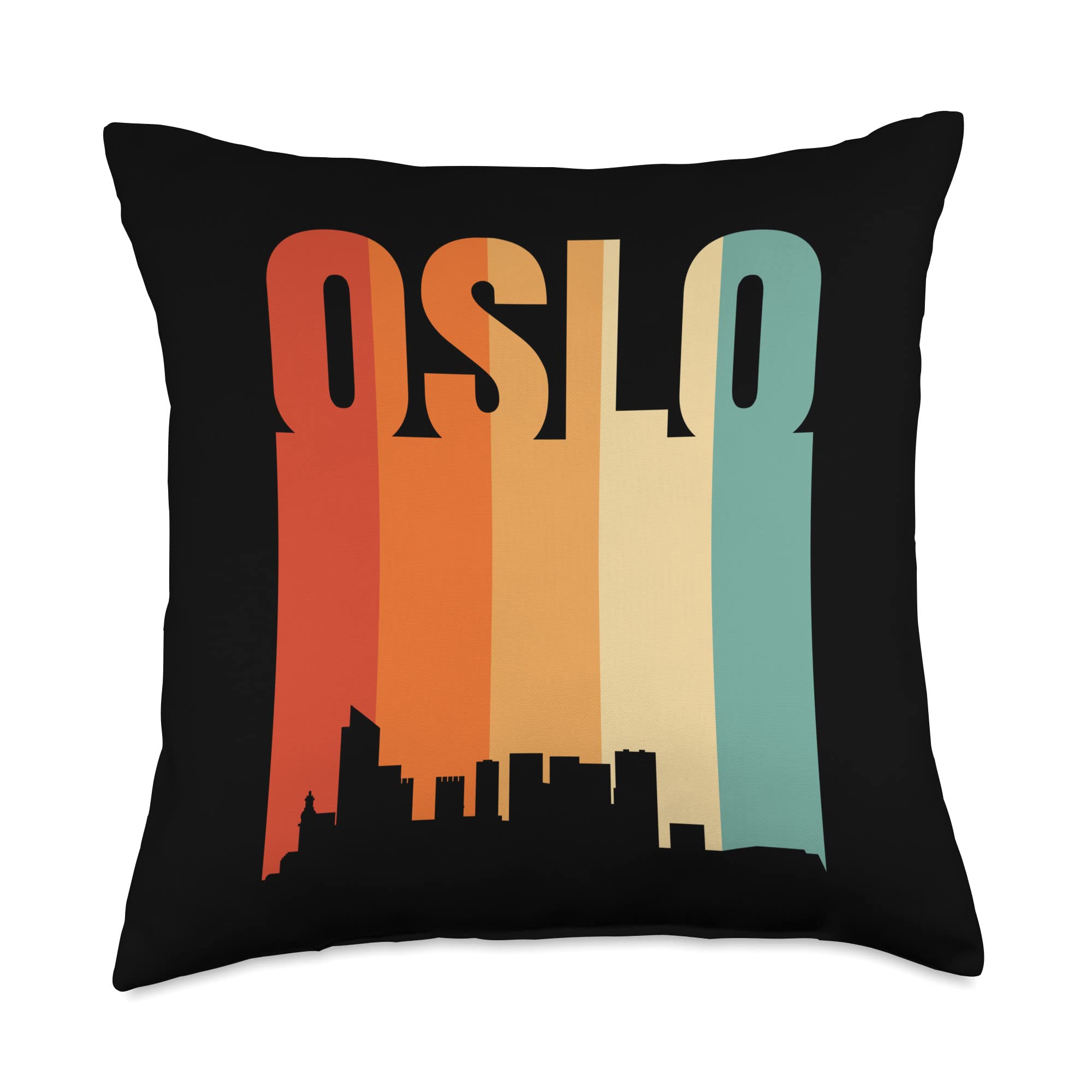 Oslo DesignOslo Norway Skyline Throw Pillow, 18x18, Multicolor