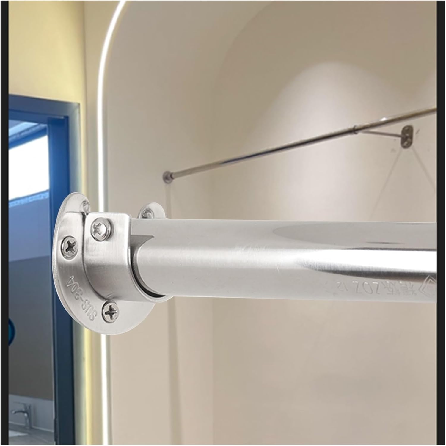 Heavy Duty Stainless Steel Closet Rods for Hanging Clothes, Adjustable Wardrobe Rail Poles, Easy Install Laundry Room & Verandah Hanger (40cm/15.7inch)