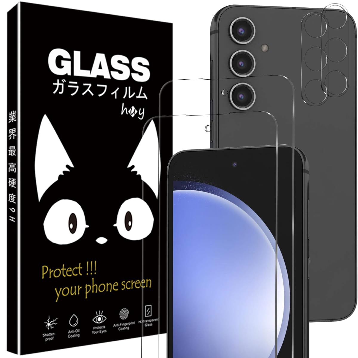 Galaxy S23 FE フィルム【4枚セット】Galaxy S23 FE ガラスフィルム 2枚 + Galaxy S23 FE カメラフィルム 2枚 Galaxy S23 FE 用の 強化ガラス ギャラクシー S23 FE 保護フィルム 硬度9H 高 透過率 耐衝撃 飛散防止 傷防止 耐指紋 気泡ゼロ 撥油性 自動吸着