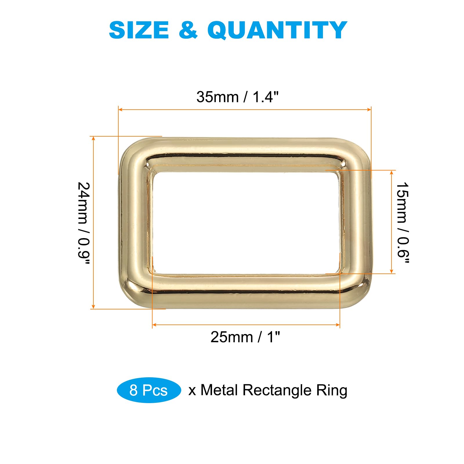 PATIKIL Flat Metal Rectangle Rings 3/4" / 19mm - Image 2