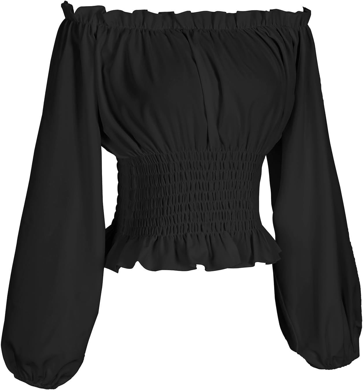 Oiefeen Womens Renaissance Peasant Blouse Off Shoulder Long Sleeve Tops - Image 3