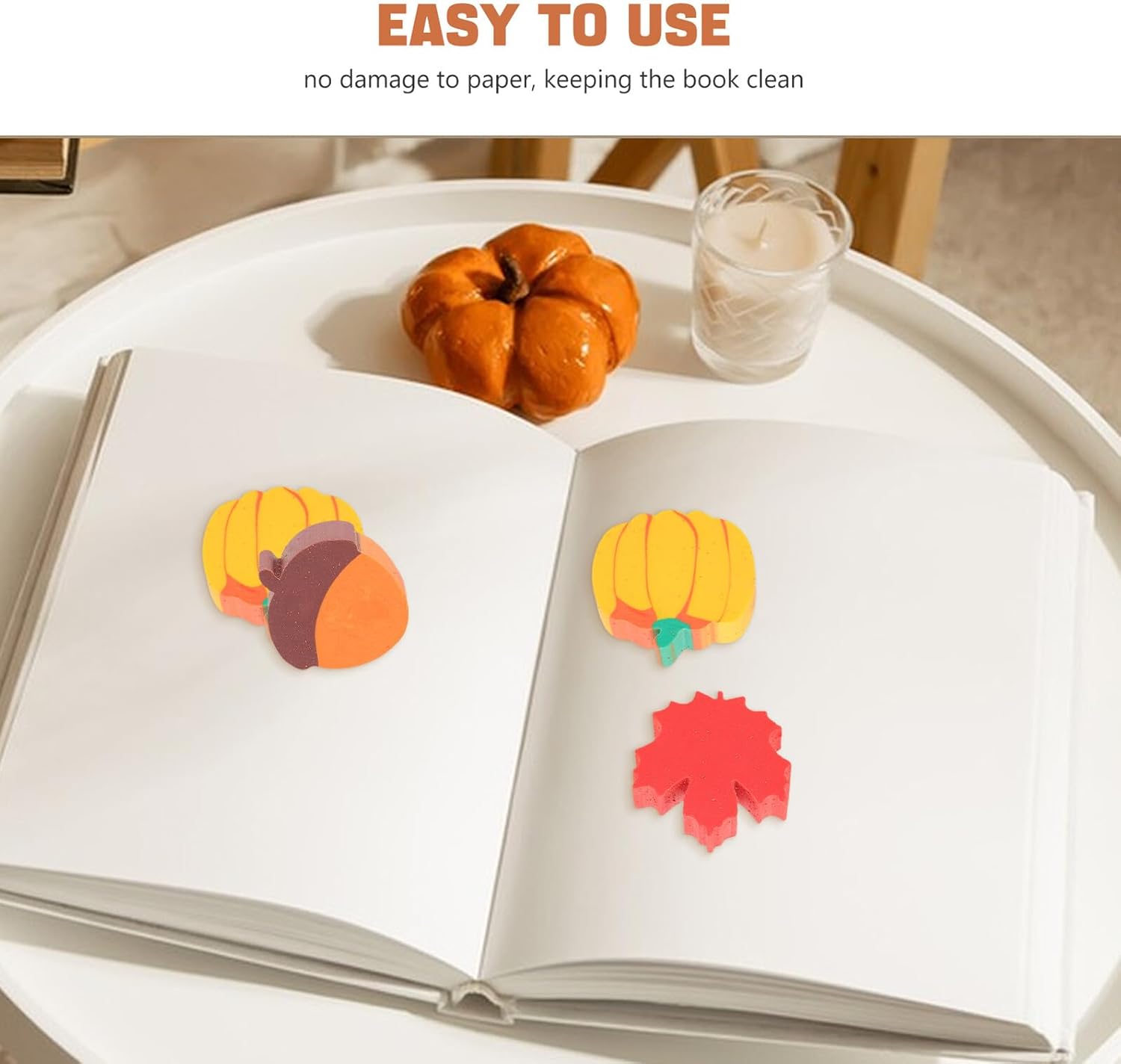 50pcs Thanksgiving Mini Erasers Set with Maple Leaf and Pumpkin Designs for Students Classroom Rewards Autumn Party Favors Bulk Pencil Erasers for Homework