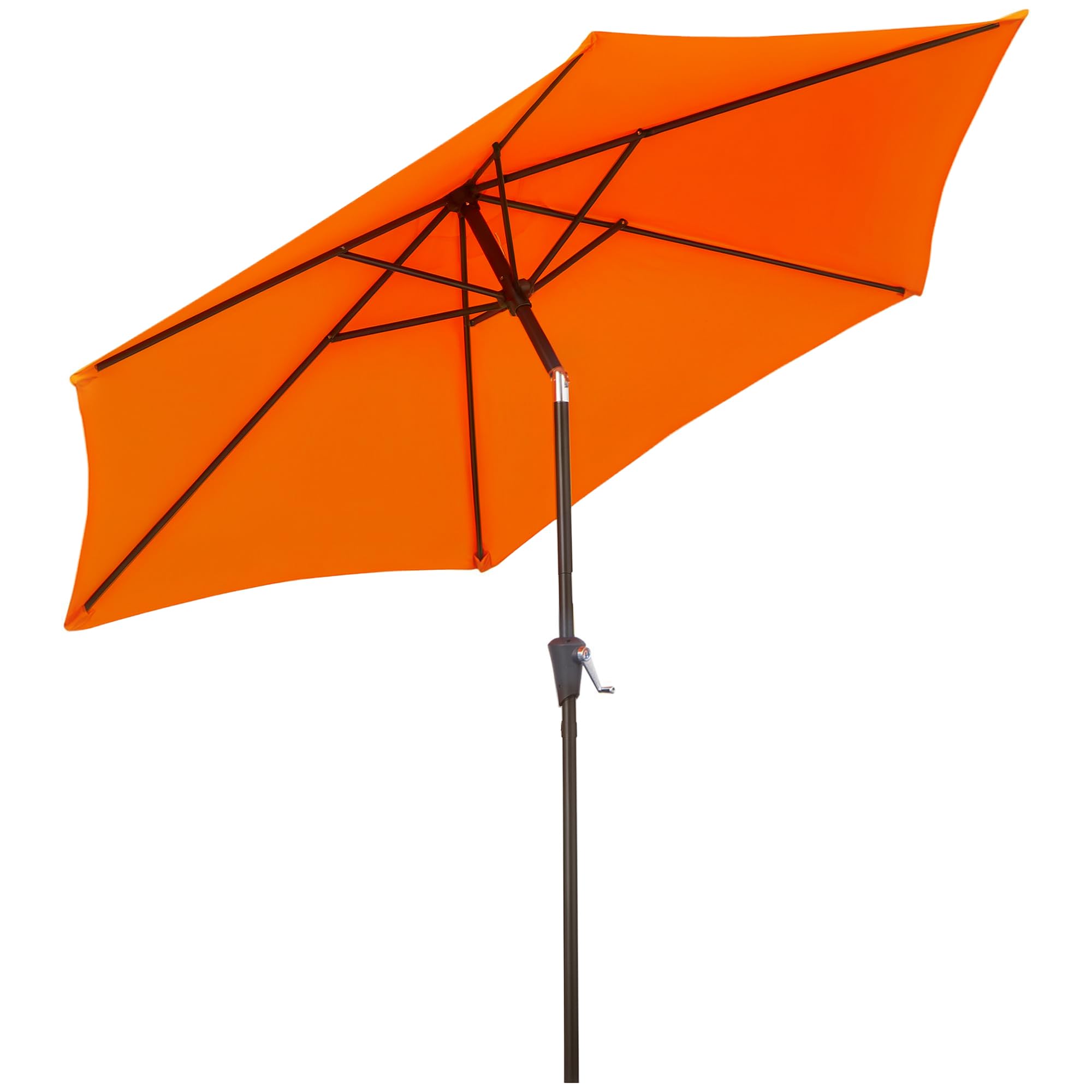Outsunny Orange 2.6 M Garden Parasol Umbrella With Aluminium Pole, Outdoor Table Market Patio Umbrella Sun Shade With Tilt And Crank, Vent,