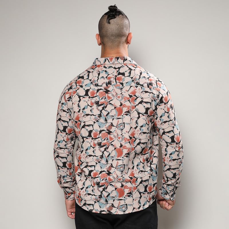 Image of Instafab Plus Men's Shirt for Casual Wear | Spread Collar | Long Sleeve | Button Closure | Plus-Size Fit | Cotton Shirt Crafted with Comfort Fit for Everyday Wear
