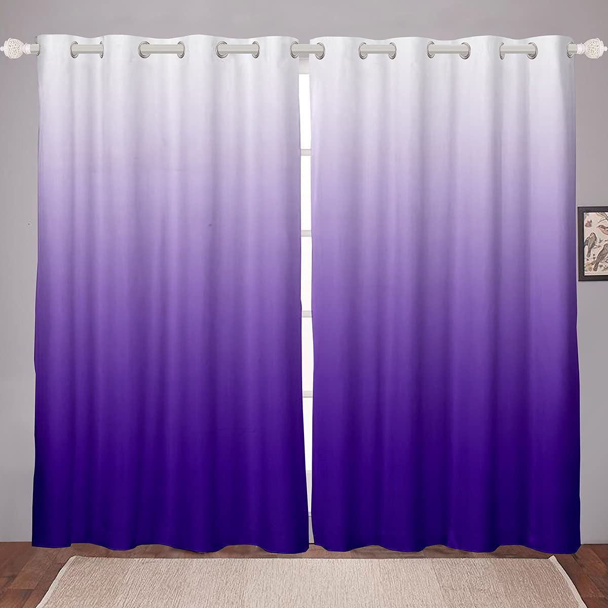 Ombre Curtains Ombre Effects Window Curtains for Bedroom Living Room Kids Girls Boys Gradient Purple Window Drapes,W52*L63