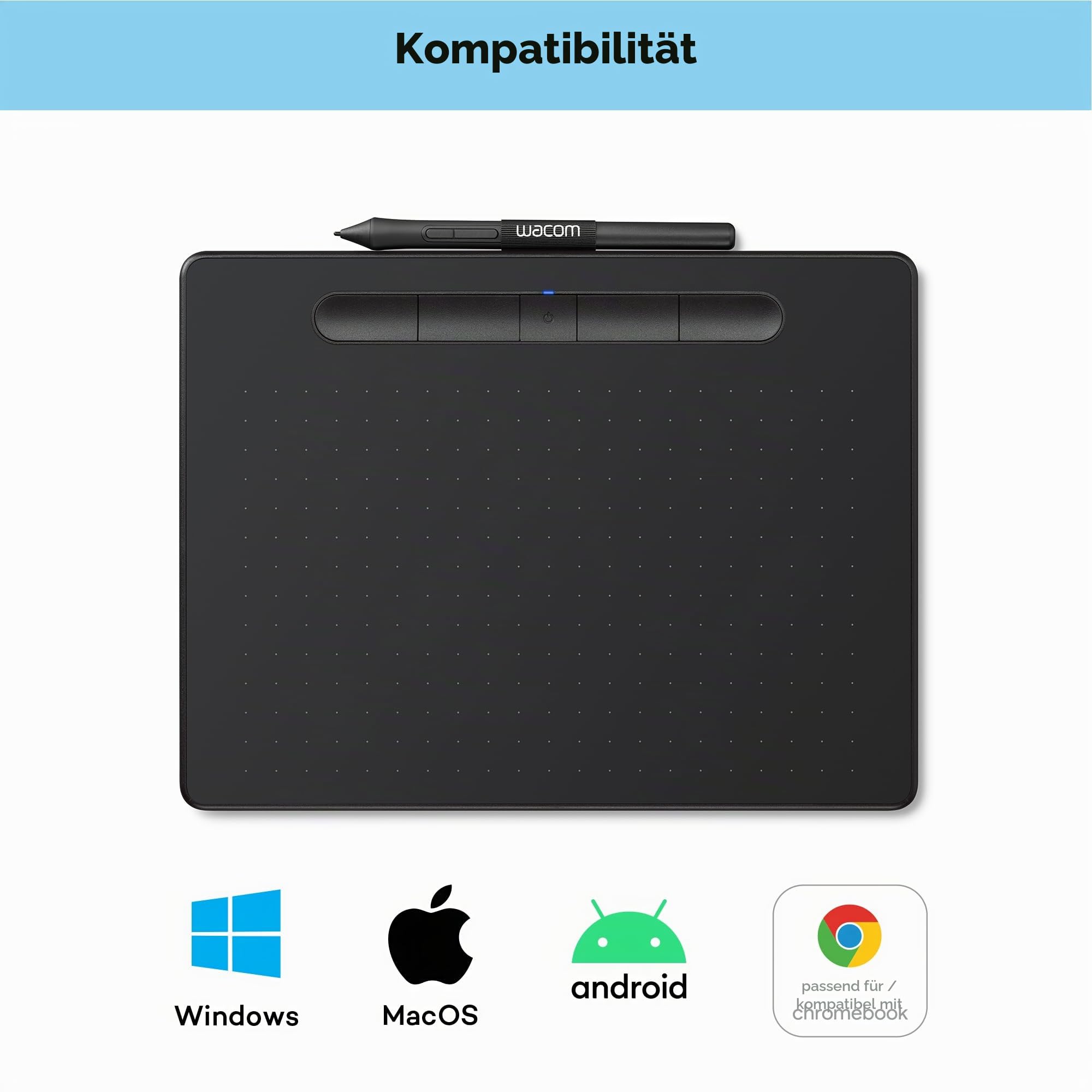 Wacom Intuos Comfort Plus Kabelgebundenes PB M – Grafiktablett (WiFi, Ethernet) CTL-6100WLK-S schwarz