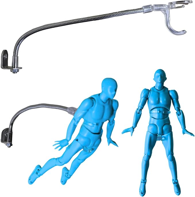 Action Figure Stand Wall Display | Flying Action Figure Display | Adjustable Metal Support Arm | Hidden Stand | Made for 6 Inch Marvel Legends | Clear Holder | Show Off Your Flying Collectibles