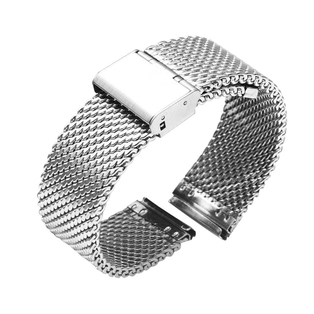 HQHYGM Pasek ze stali nierdzewnej męski sportowy 18mm 20mm 22mm 24mm uniwersalna bransoletka z siatkową opaską na nadgarstek z mechanizmem szybkiego uwalniania czarna