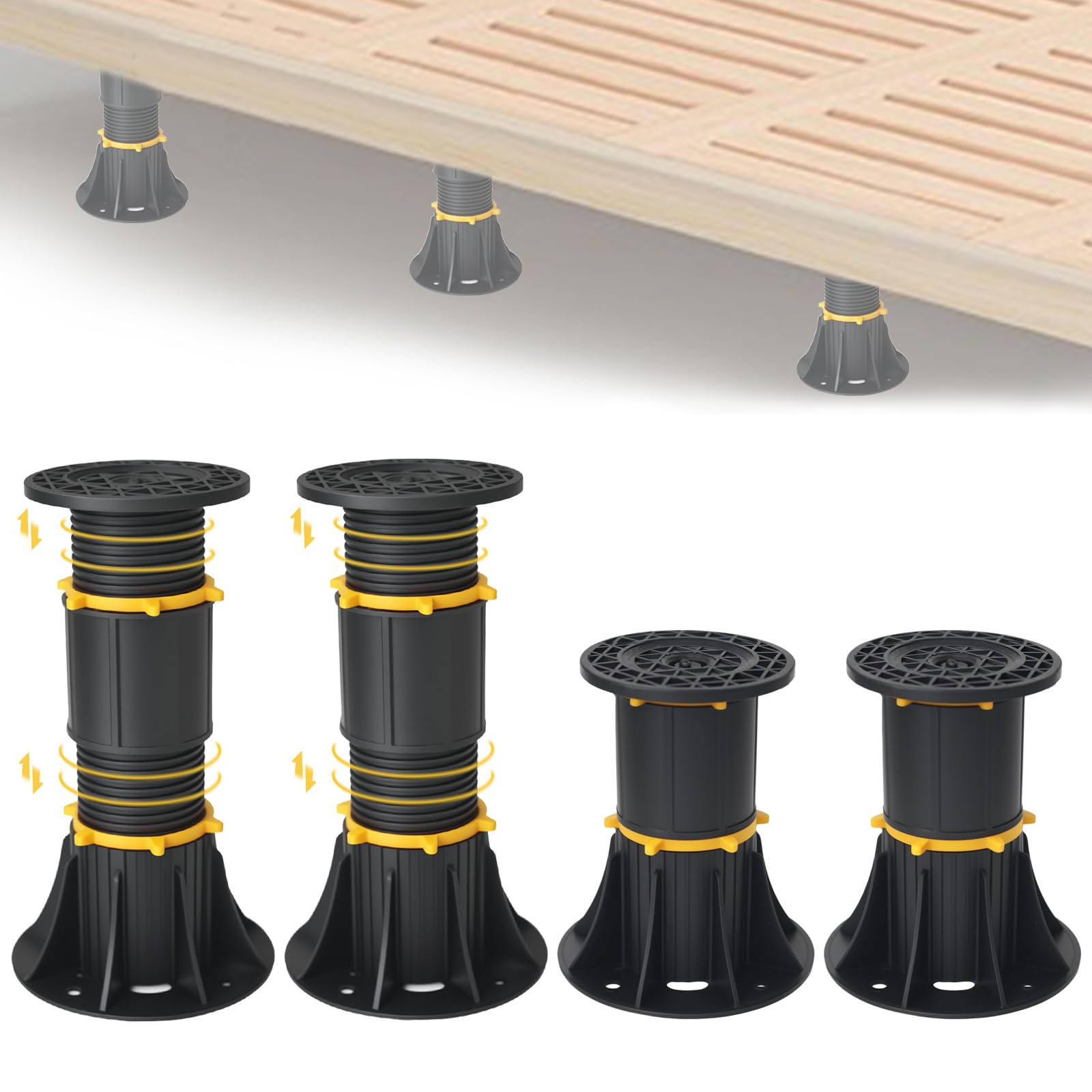 POONGURY 4PCS Adjustable Height Bed Support Legs 11-33 cm, Adjustable Bed Frame Support Legs Replacement, for Bed Frame, Cabinet and other Furniture