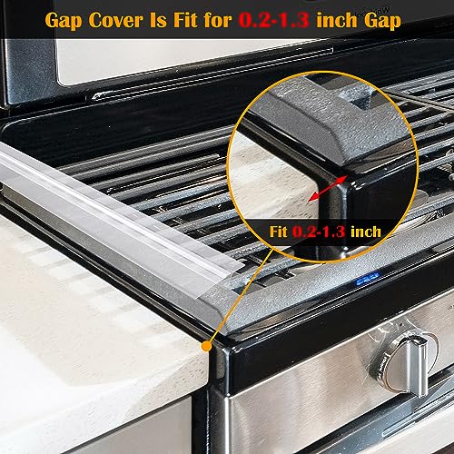 Image of Silicone Stove Counter Gap Cover - 21 Inches Oven Gap Filler 2 Pack Clear | Transparent stove gap covers heat resistant range side counter gap filler seals spills between kitchen appliances, stovetop