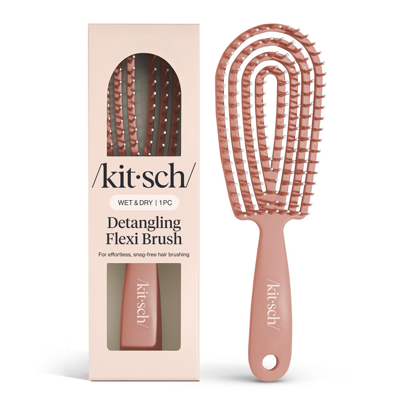 Kitsch Detangler Brush – Flexible Curly Hair Brush for Women, Men & Kids | Detangling Hairbrush with Bendable Frame and Ultra-Smooth Bristles for Wet or Dry Strands - Terracotta