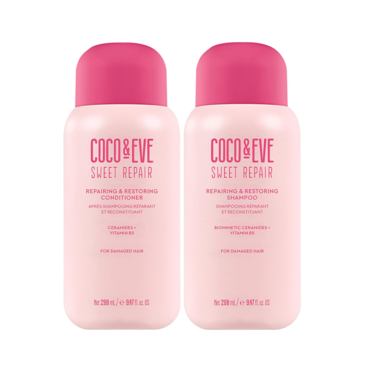 Coco & Eve Repair & Restore Shampoo & Conditioner Bundle. Hydrating & Strengthening Set for Damaged, Color Treated Hair. Deeply Nourish, Reduce Split Ends & Breakage for Healthy Hair. (18.94 Fl Oz)