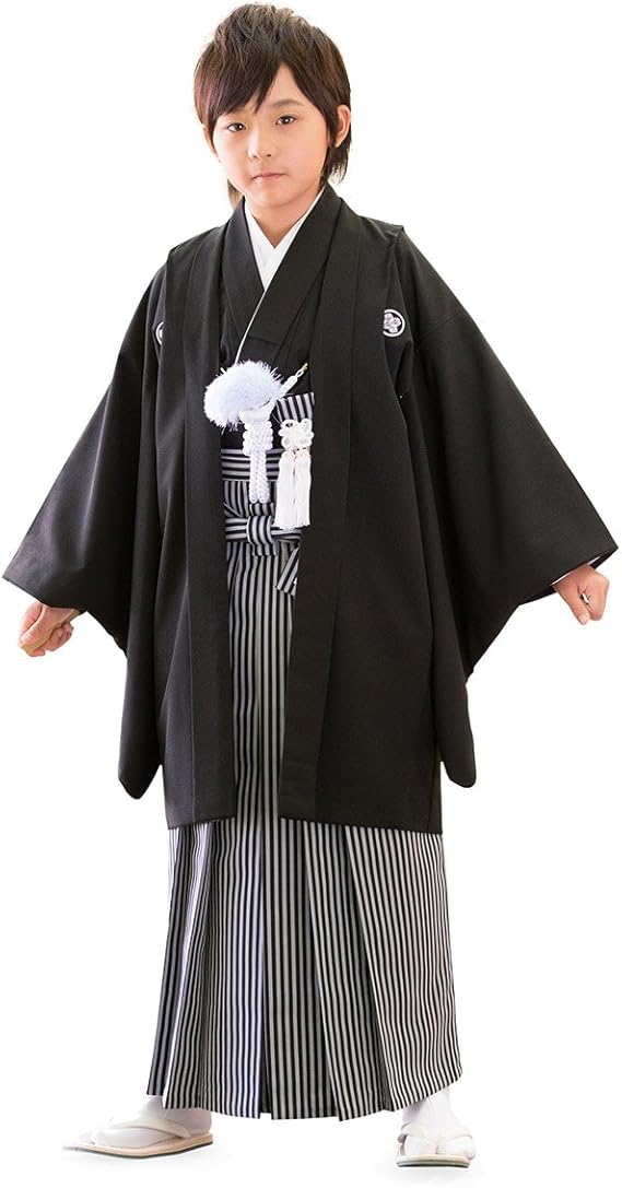 Amazon 京のみやび 卒業式 十歳の祝い ジュニア男の子 黒紋付袴セット ショート丈着物 着物 浴衣 甚平 通販