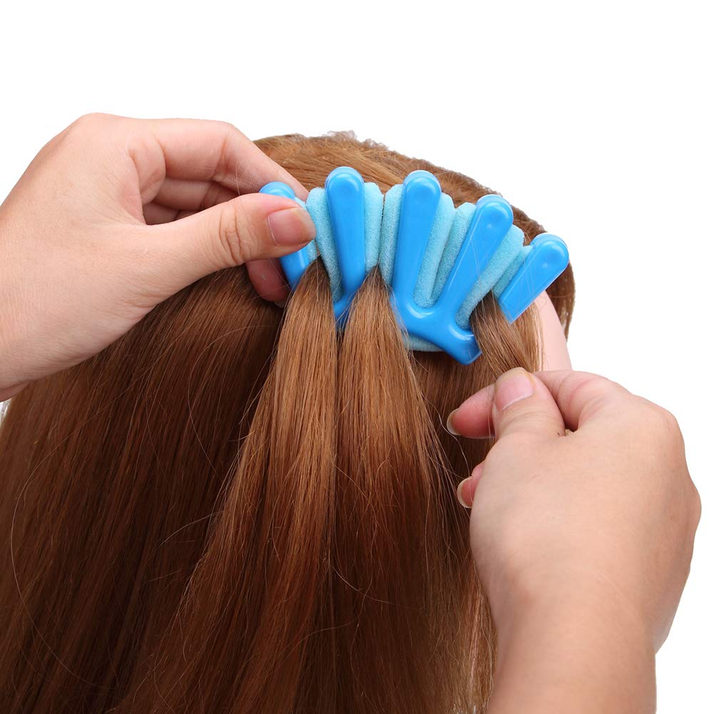 Xiton 1PC Schwamm-Haar-Flechtmaschine - Multifunktionshaar Flecht Werkzeug - Französisch Twist Plait Haar Braider - Palm Shaped DIY Hair Styling-Zubehör (Blau)