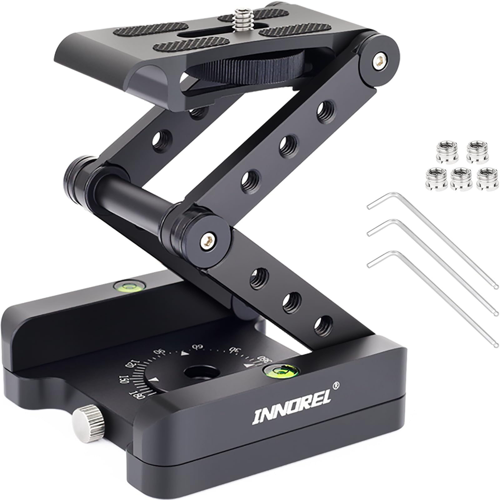 Pochylana głowica statywu Z-flex CNC stop aluminium MH5 Obrót poziomy o 360° ze śrubami 1/4" i 3/8", maksymalne obciążenie: 3 KG / 6,6 funta do suwaka aparatu Canon Nikon Sony DSRL