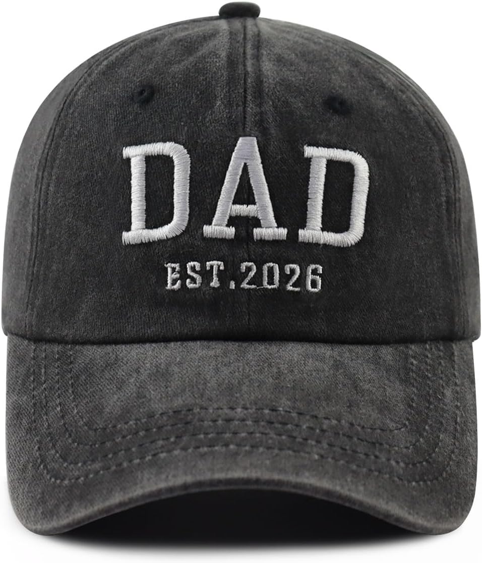 2PCS Mom and Dad EST 2026 Hat for Women Men, Funny Adjustable Cotton Embroidered New Parents Gifts Baseball Cap