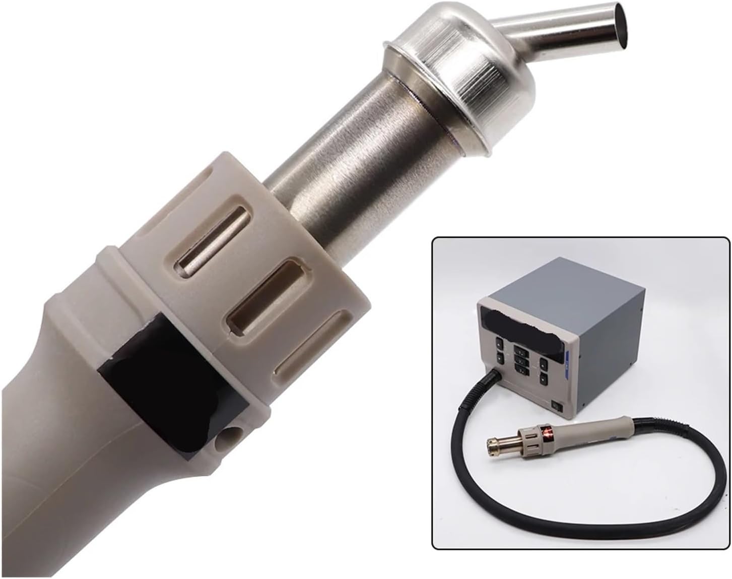 3PCS ST-862D Rework Station Replacement Hot Air Gun Nozzle Sleeves Mouth 45 Degree Curved Angle Heat Welding Tool