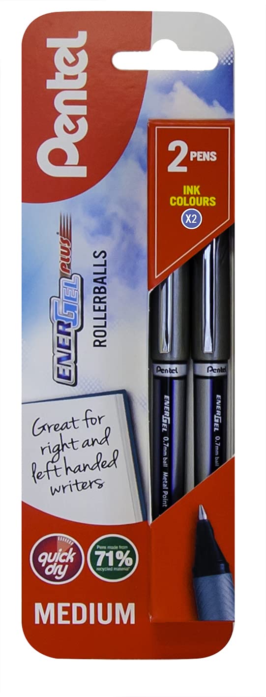 Pentel 0.7 mm EnerGel Plus Blue Ink Pen (Pack of 2)