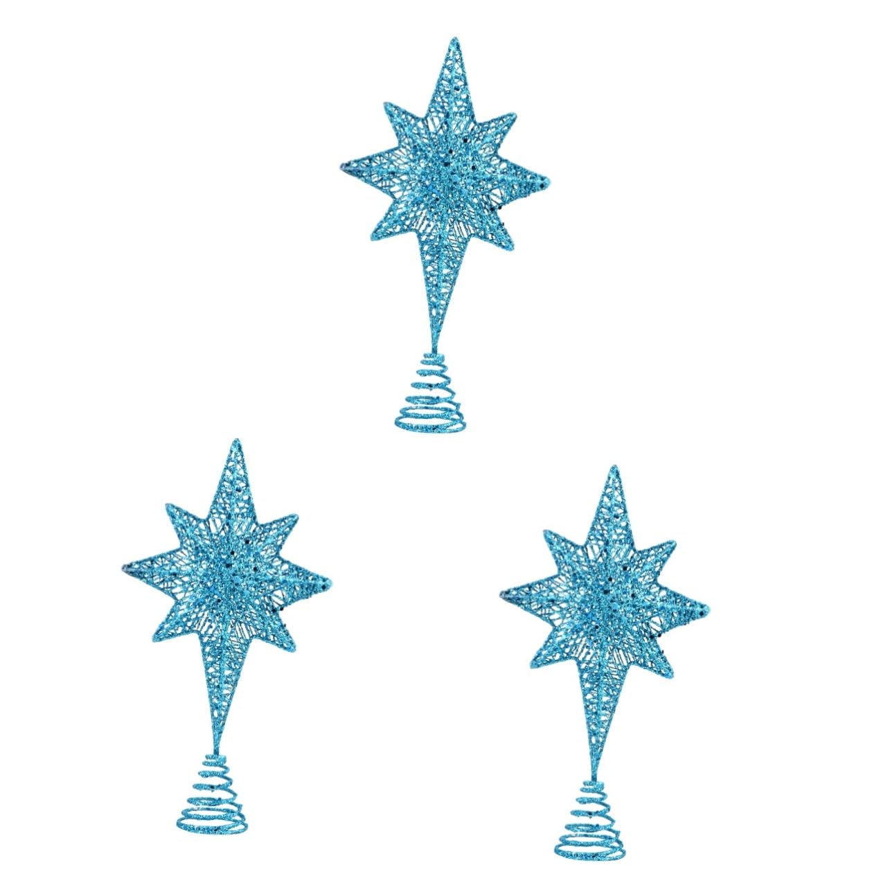 Zerodeko 3stücke Weihnachtsbaumspitze Glitzernde Blaue Tannenbaum-Stern-Dekoration Für Festliche Anlässe Für Tischbäume Und Festliche Deko Geschäften Und