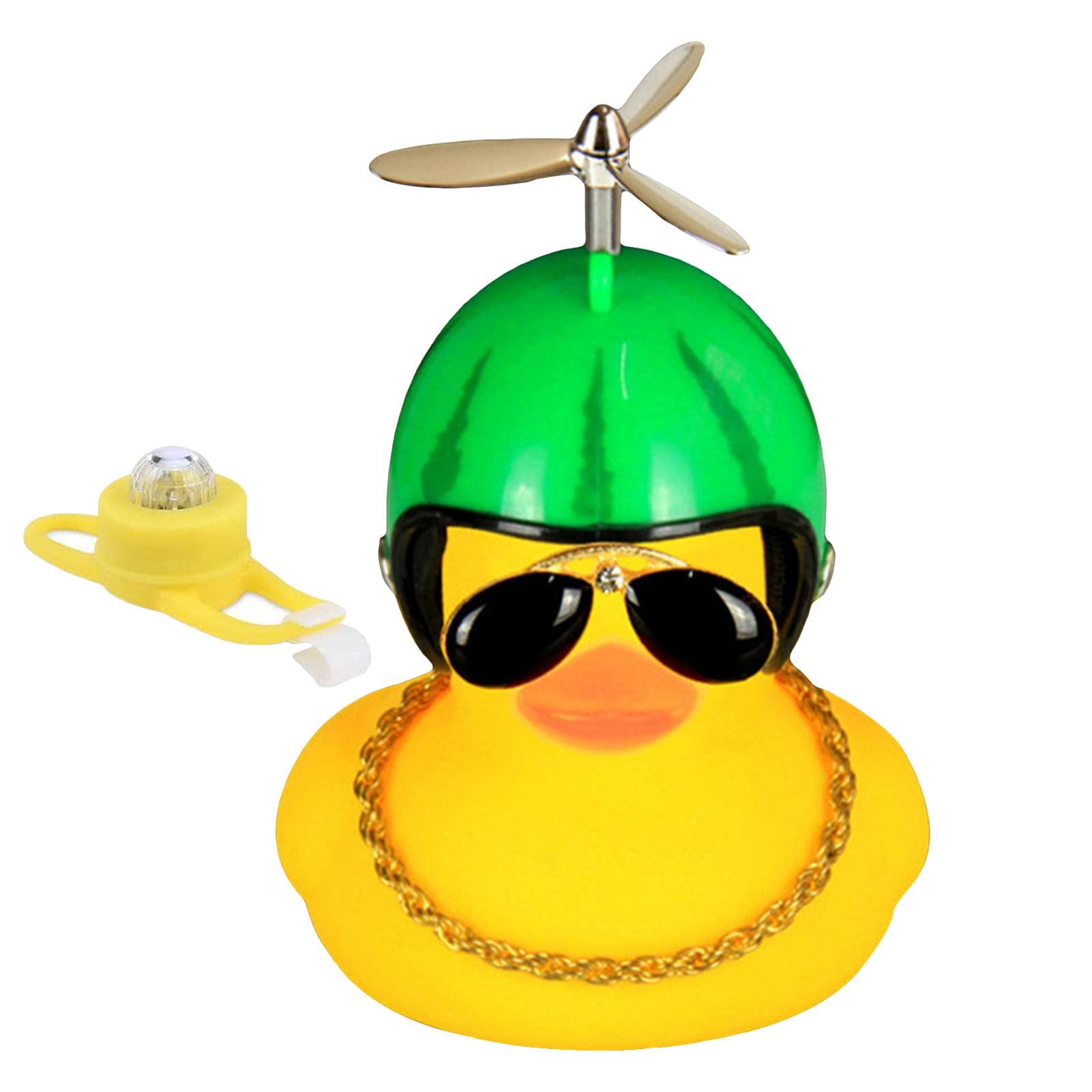 Pipicat Bicycle Bell - Rubber Duck Bell with Propeller, Yellow Light, 12-Lumen, Adjustable, for Kids & Adults, Bicycle, Motorcycle, Scooter, Stroller, Patient Pager, Wheelchair