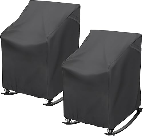 Miniatura 8 de TORUTA Funda para silla mecedora para exteriores, 27.5 pulgadas de largo x 32.5 pulgadas de profundidad x 39 pulgadas de alto, color gris, 420D,