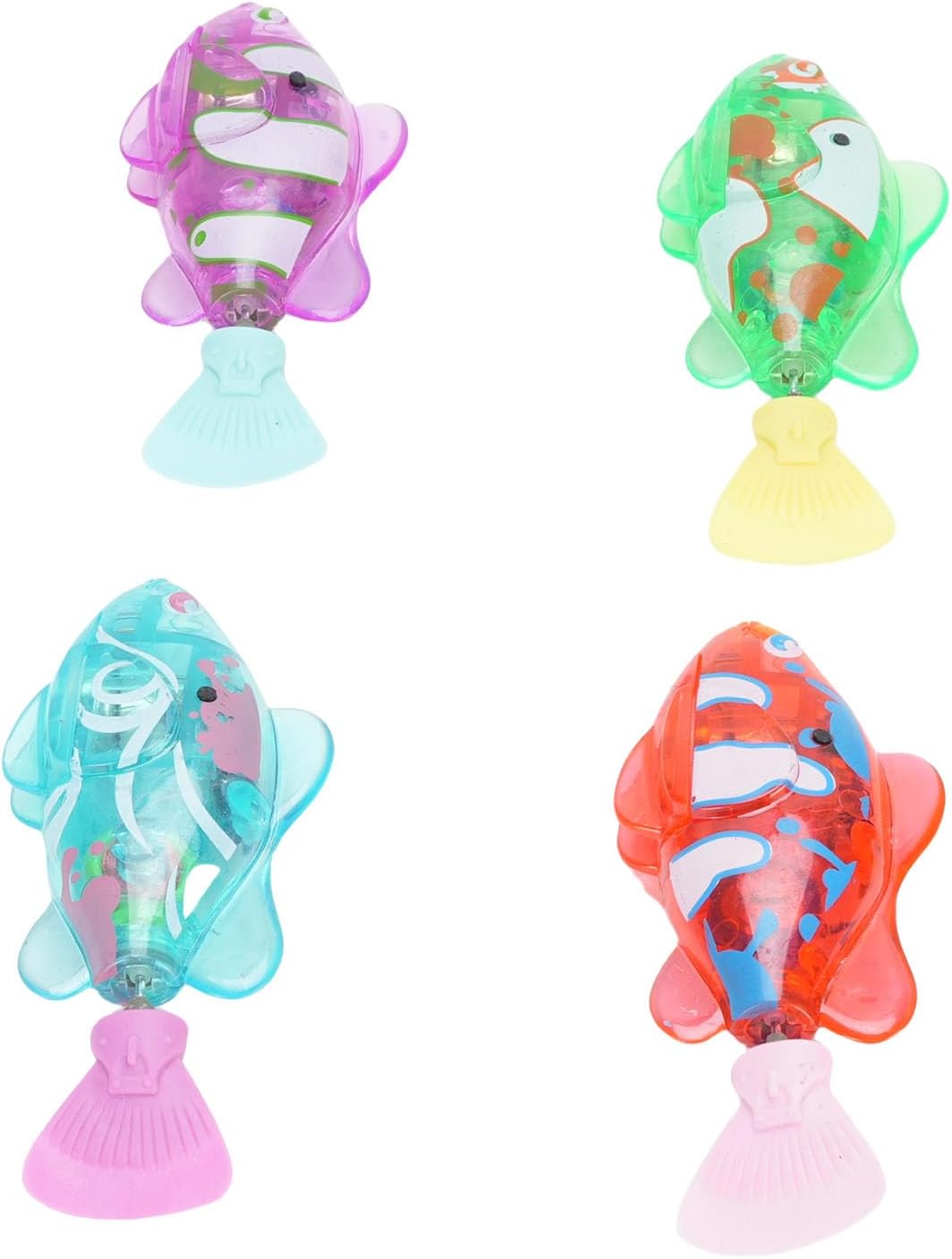 Robotic Swimming Fish, 4PCS Water Activated Electronic Cat Toy with LED Light, for Sink Bathtub Swimming Pool