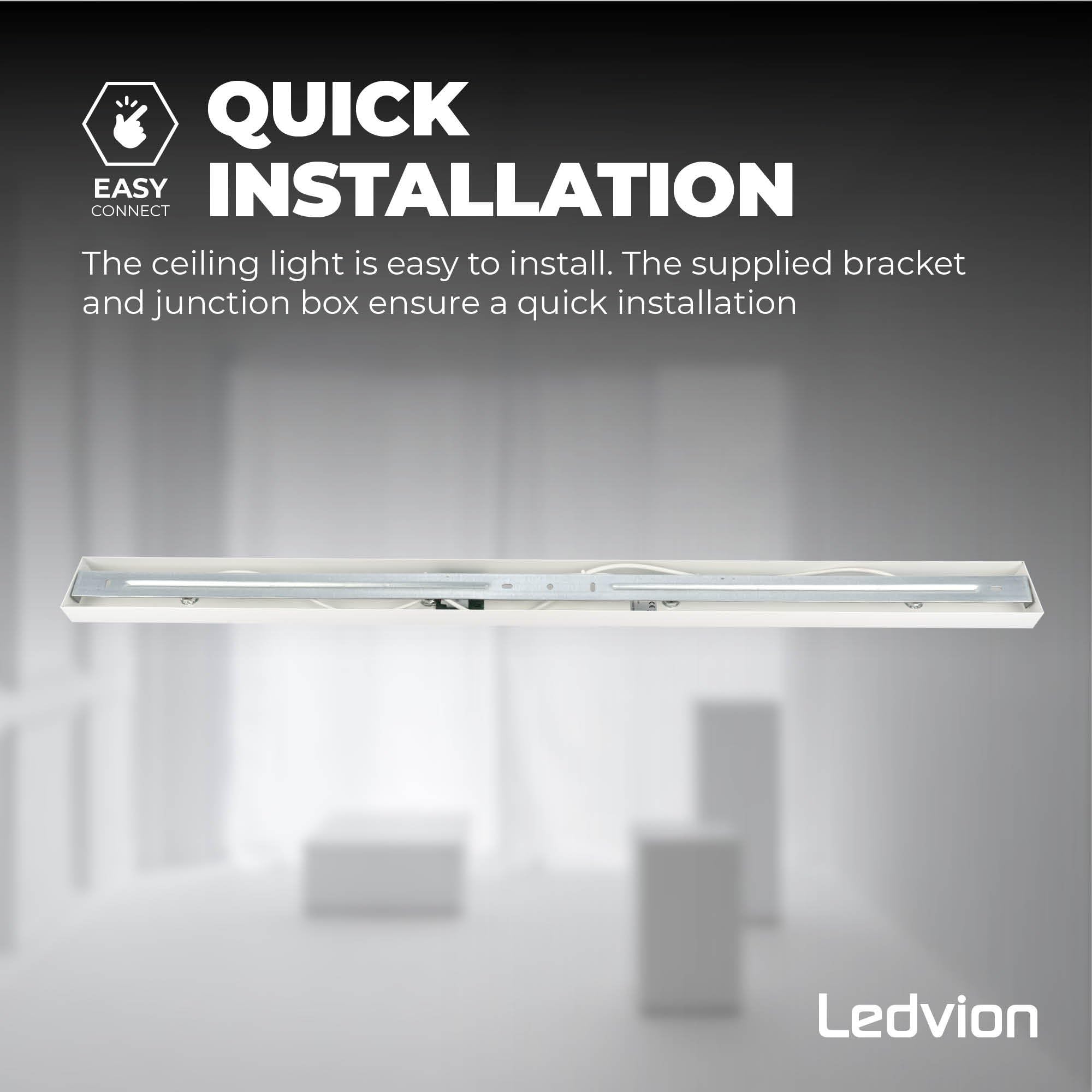 Ledvion - Plafoniera LED, Bianca 4-luci, Dimmerabile, 5W, 6500K, Rettangolare, Attacco GU10, IP20, Orientabile, incl. lampadina GU10