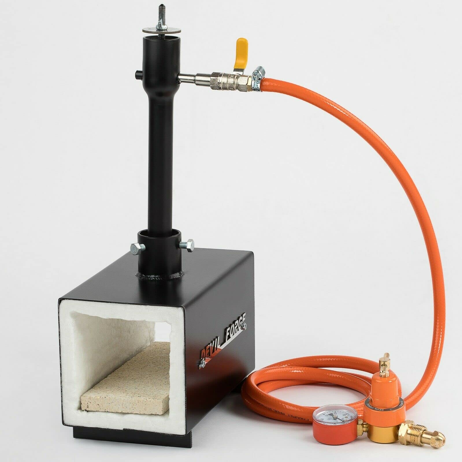 DEVIL-FORGE Forge à Gaz Propane modèle DFPROF1b avec 1 Brûleur DFP (80.000 BTU) pour Couteliers, Maréchaux-Ferrants et Forgerons, Fabrication Couteaux, Forgeage Métaux, Efficace et Économique