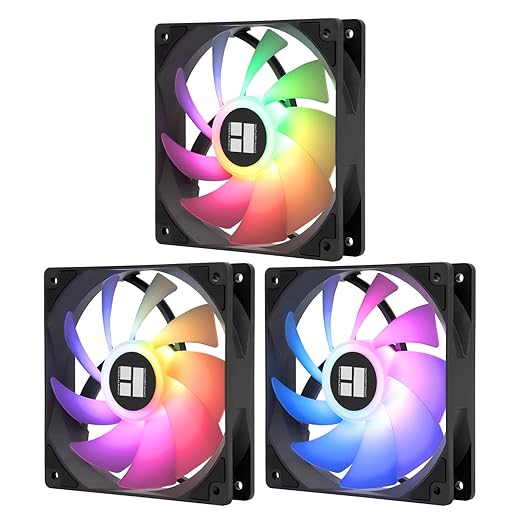 Thermalright TL-C12C-S X3 CPU Fan 120mm ARGB Case Cooler Fan, 4pin PWM Silent Computer with S-FDB Bearing Included, up to 1550RPM Cooling Fan（3 Quantities）