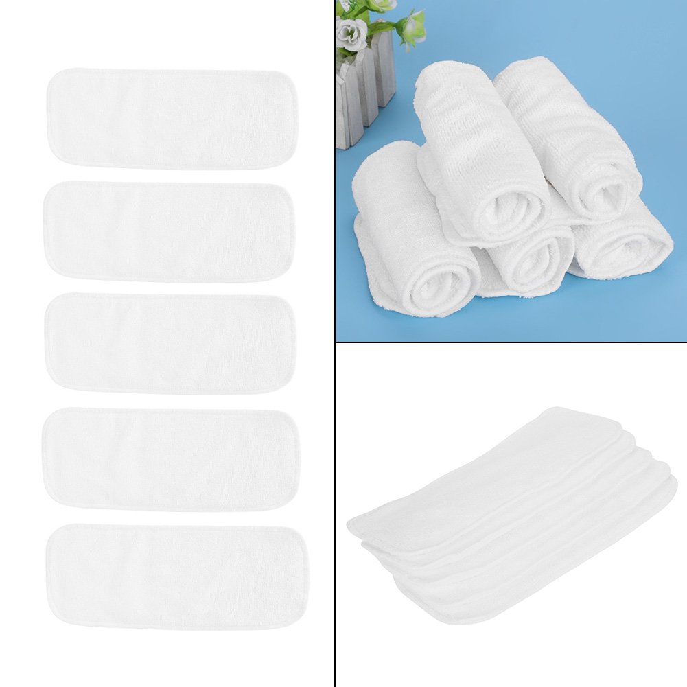 5Pcs Couche-culotte Insert Doublures de Fibre de Bambou Pour bébé Insert Doublure Nappy Réutilisable