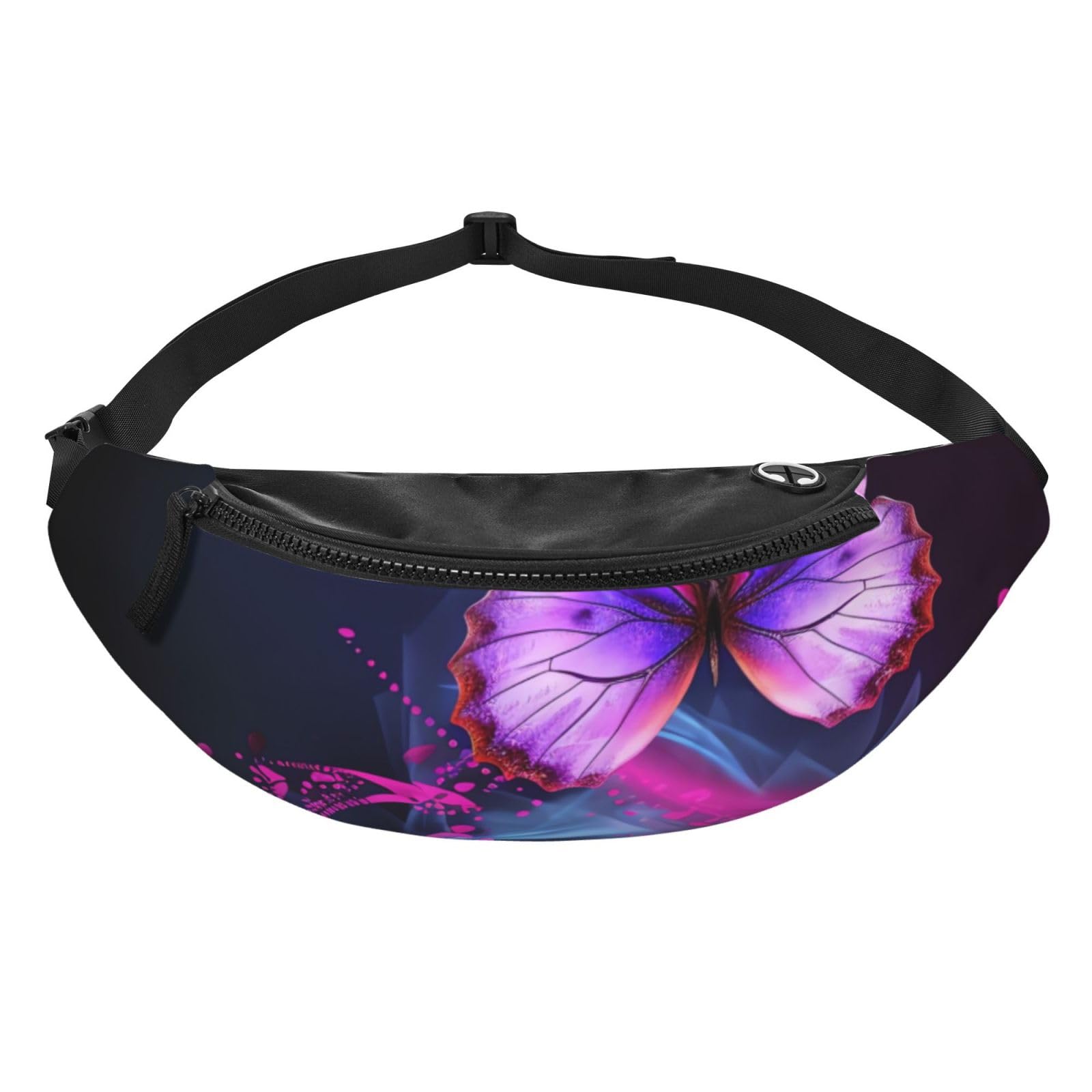 Purple Butterfly Fanny Pack for Men Women Fashion Running Waist Packs Waterproof Crossbody Bags Everywhere Belt Bag with Adjustable Strap Sports Hip Pack for Travel Wallet
