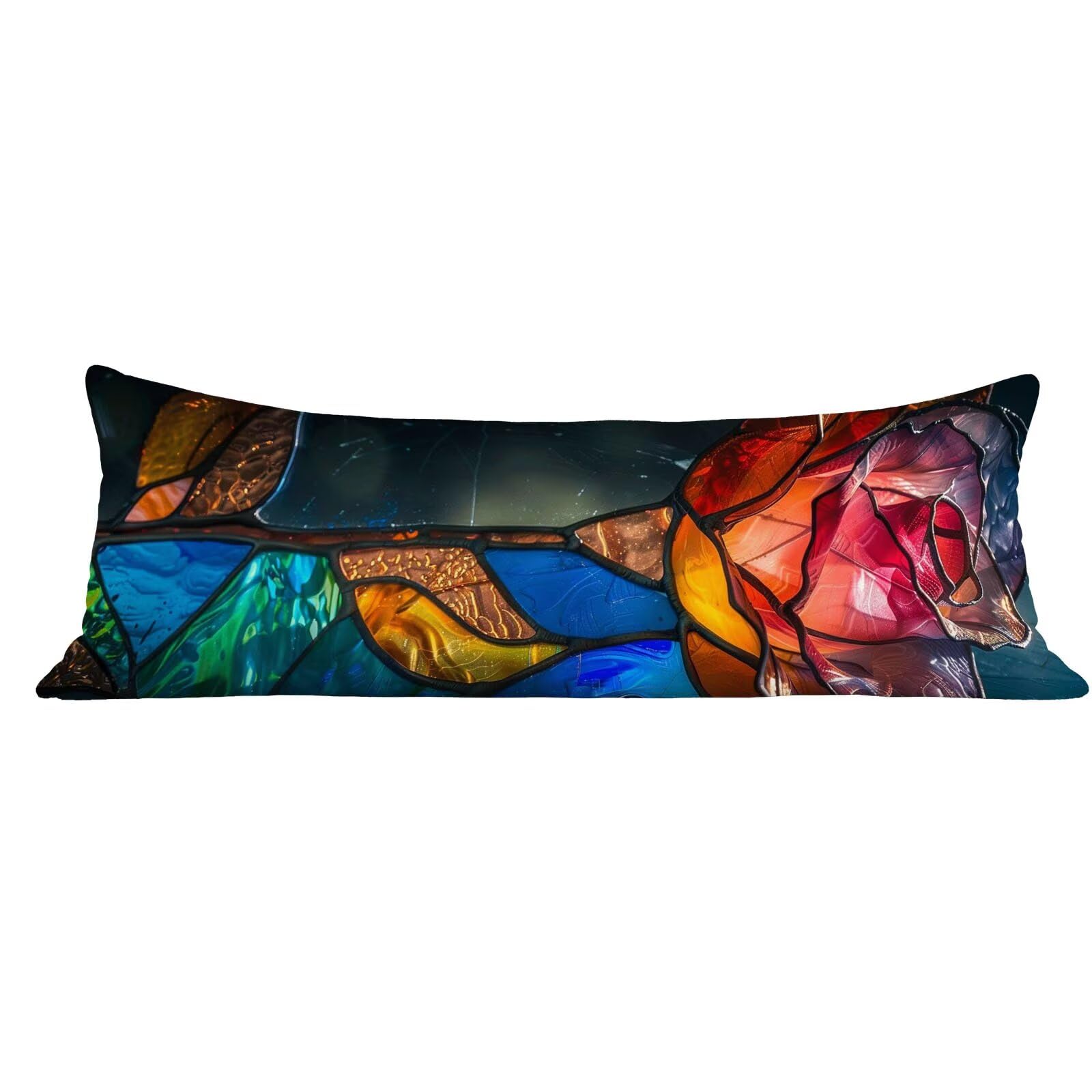 Funda de Almohada 60 x 180 cm Rosa Protector Almohada 180 cm con Cremallera Invisible, Lino Durable y Transpirable Pillow Case Largas Flor Impresión a Doble Cara para Cama, Sofá y Dormitorio dg-463