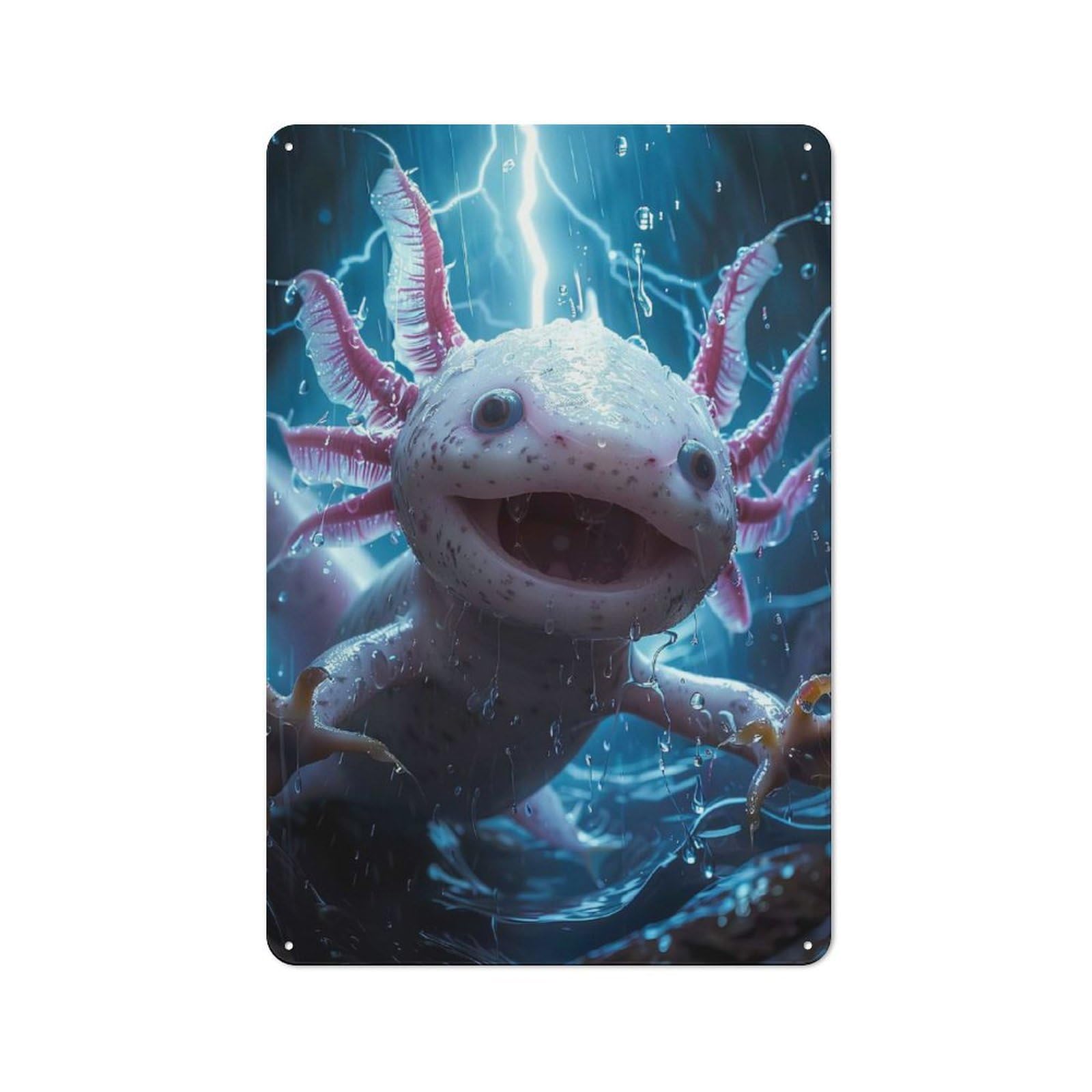 Axolotl Lightning Metal Sign 30x20cm, Retro Bar Wall Plaque for Bar, Kitchen, Garage Or Games Room, for Casual British Interiors