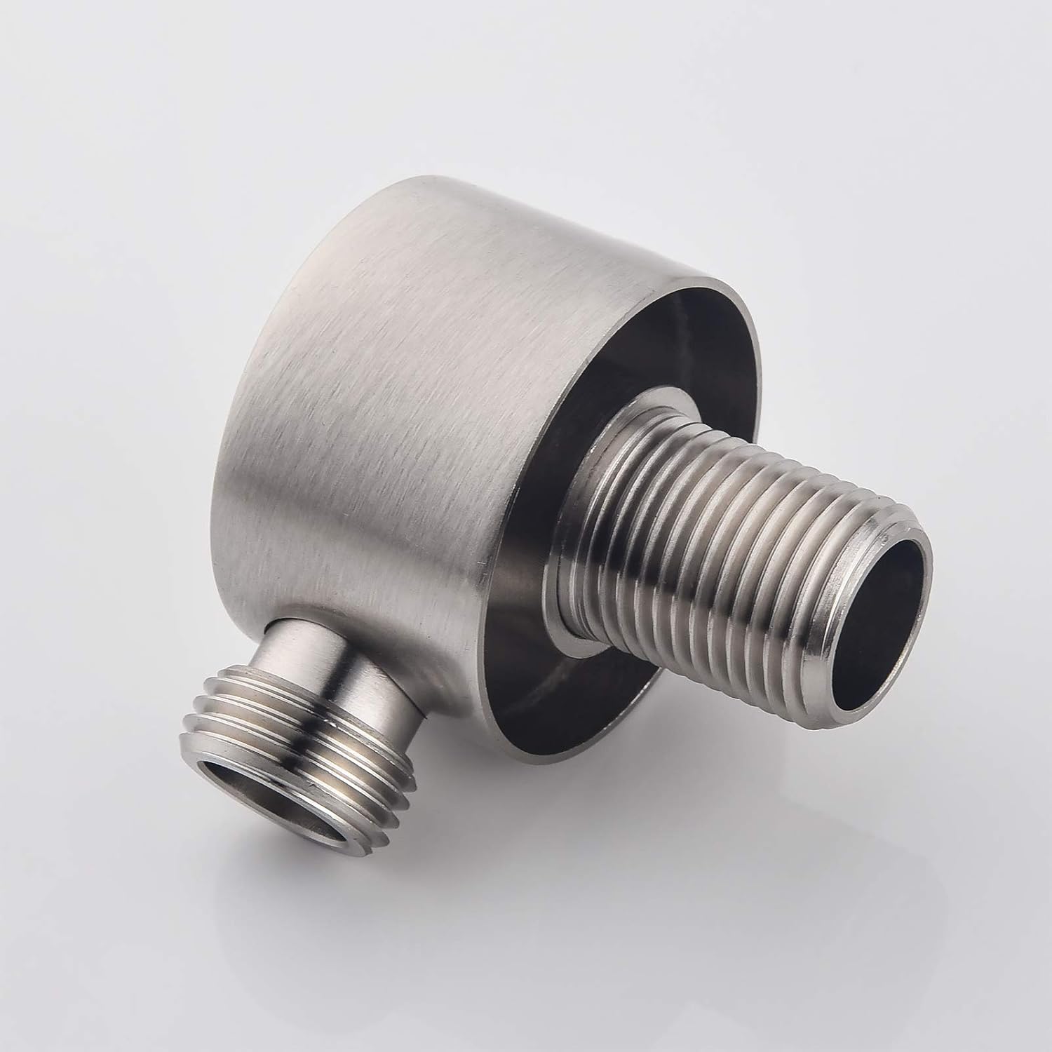 Wall Supply Elbow, Brass Round Wall Mount Shower Hose Connector G 1/2″ Drop Ell Union Water Outlet for Handheld Hand Shower, Brushed Nickel image 4