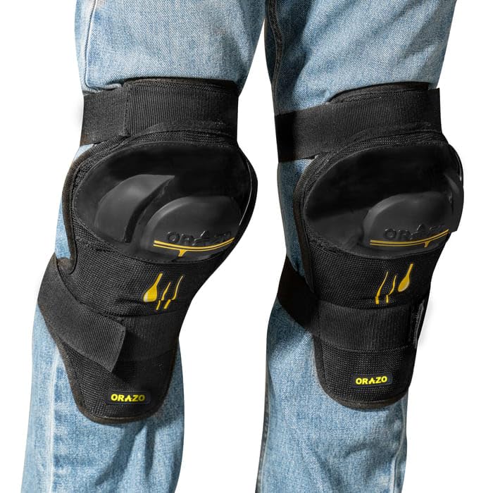Image of ORAZO Hawk Knee Protector | Armor Level 2 E /K TYPE B | Anti-Slip Straps | Bionic & Asymmetric for Comfort | Made in India (Regular Strap)