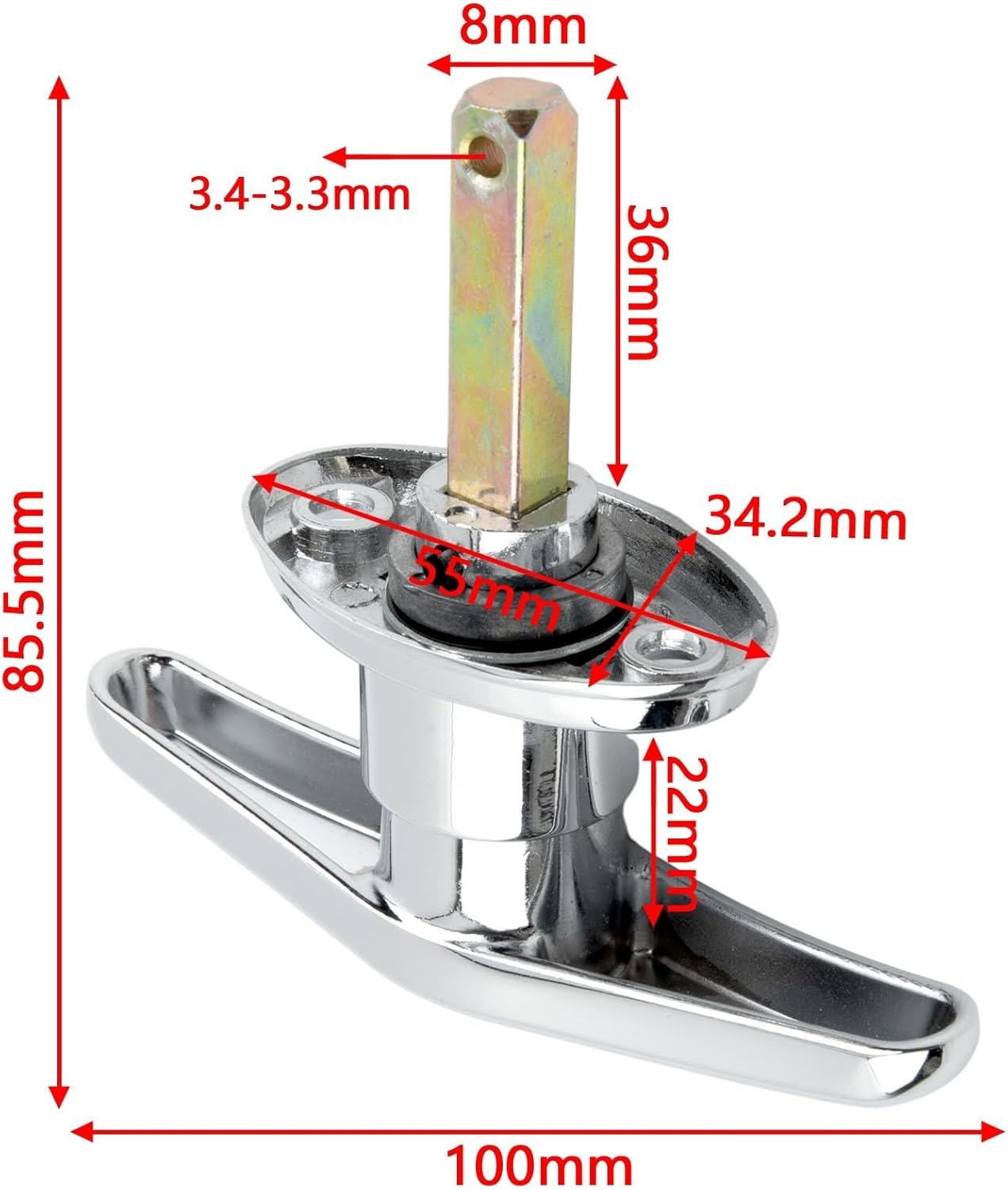 Metal T Handle Garage Door Lock Rear Fixed Cam Lock for Caravan Shed RV Trailer Weather Resistant Outdoor Security Latch Silver Finish T Type Mechanism