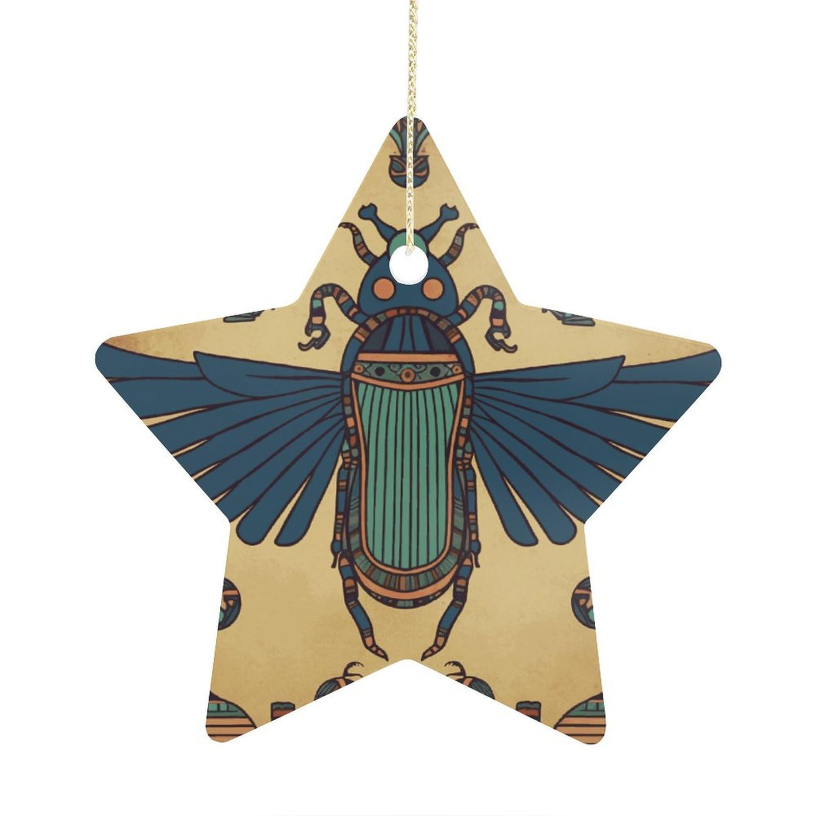 Fodpand Women's Style Egyptian Scarab Ornament With String, Keepsake Hanging Decorations,Ceramic Ornaments For Men Indoor Home Holiday Party Gifts