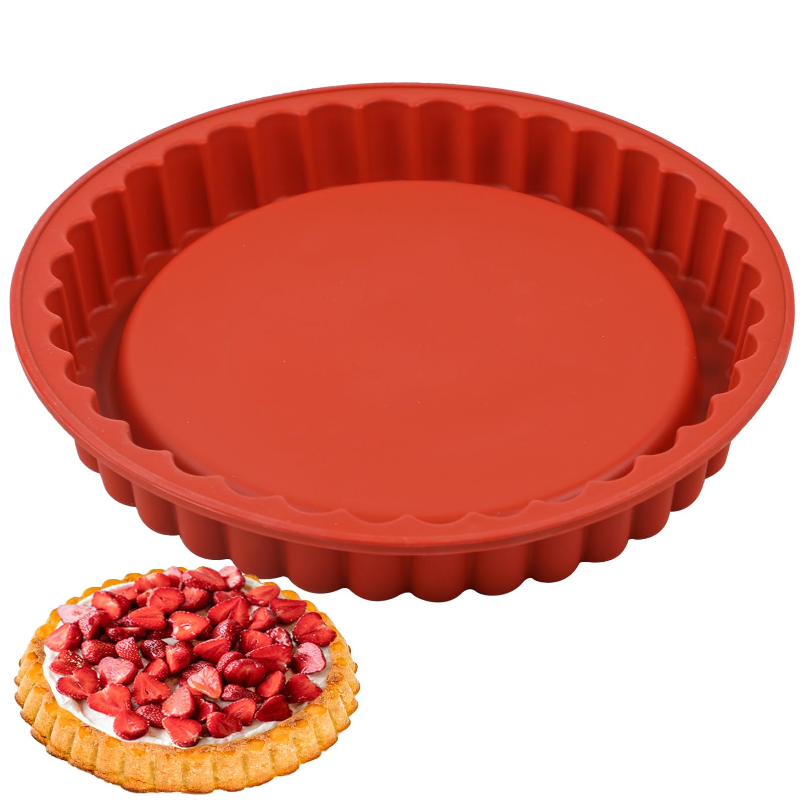 webake Moule à tarte 28 cm en silicone pour tarte aux fruits, fond de gâteau, fonds de gâteau, 1 pièce